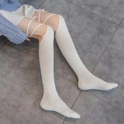 Sexy Lolita Cross-tie Over-knee Socks -Kawaii Fashion Shop Lolita Cross tie Over knee Socks Sexy Long Tube Jk Uniform Calf Socks Female Japanese Middle 2