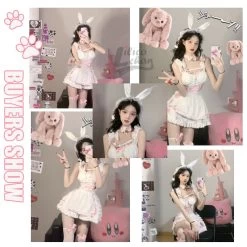 Cute Cow Maid Dress Suit -Kawaii Fashion Shop Lolita Cute Women Anime Sexy Bunny Girl Backless Bandage Maid Dress Ruffles Kawaii Cosplay Costumes Cows 4