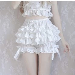Kawaii Lolita Maid Ruffle Shorts -Kawaii Fashion Shop Lolita Maid Ruffle Shorts for Women Girls Cotton Pants Bloomers Kawaii Cute Safe Short Pants 4