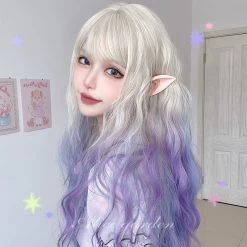 Lolita Long Wave Cosplay Pink Wigs With Bangs -Kawaii Fashion Shop Lolita Synthetic Hair Wigs For Women Long Wave Blonde Black Pink Wig With Bangs Cosplay Halloween 3