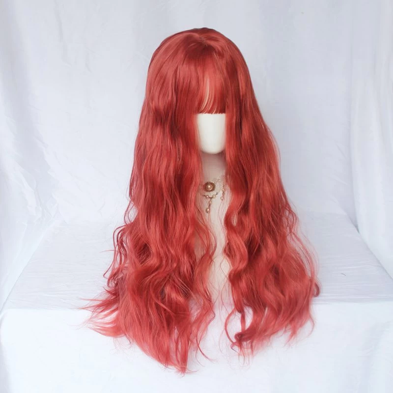 Kawaii Orange Long Hair Wave Wig 4 Kawaii Orange Long Hair Wave Wig - Image 2