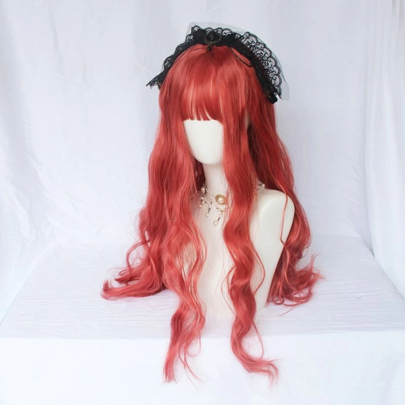 Kawaii Orange Long Hair Wave Wig 6 Kawaii Orange Long Hair Wave Wig - Image 4