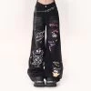 Loose Kuromi Printed Wide-leg Jeans -Kawaii Fashion Shop Loose Kuromi Printed Wide leg Jeans 5