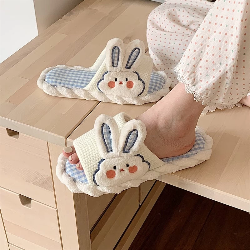 Kawaii Cartoon Bunny Lattice Casual Slippers 4 Kawaii Cartoon Bunny Lattice Casual Slippers - Image 2
