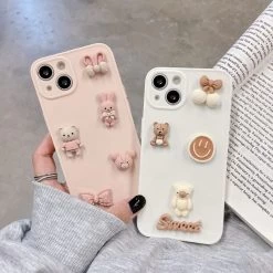 Kawaii Candy Color 3D Bear IPhone Case