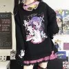 Harajuku Menhera Succubus Crewneck -Kawaii Fashion Shop MINGLIUSILI Harajuku Print T Shirt Women Korean Fashion Long Sleeve Tee Shirt Femme 2022 Spring Loose