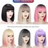Kawaii Short Bob Wig -Kawaii Fashion Shop MONIXI Synthetic Short Bob Wig with Bangs 12 Inch Pink Straight Wigs for Women Blue Purple
