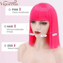 Kawaii Short Bob Wig 11 Kawaii Short Bob Wig -Kawaii Fashion Shop MONIXI Synthetic Short Bob Wig with Bangs 12 Inch Pink Straight Wigs for Women Blue Purple 3