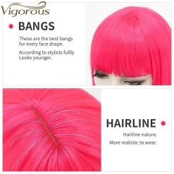 Kawaii Short Bob Wig 12 Kawaii Short Bob Wig -Kawaii Fashion Shop MONIXI Synthetic Short Bob Wig with Bangs 12 Inch Pink Straight Wigs for Women Blue Purple 4