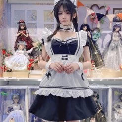 Japanese Cosplay Black Maid Lolita Dress