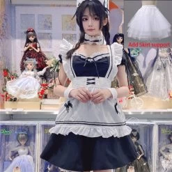 Japanese Cosplay Black Maid Lolita Dress -Kawaii Fashion Shop Maid Cosplay Costume Japanese Anime Lolita Maid Apron Uniform Carnival Party Princess Dress For Girl Cute 5