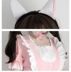 Kawaii Pink Loli Maid Dress -Kawaii Fashion Shop Maid outfit Japanese black and white women s loli maid plus size cosplay apron lace cute 4
