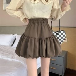 Korean Fashion High-waisted Ruffles Pleated Skirt 10 Korean Fashion High-waisted Ruffles Pleated Skirt -Kawaii Fashion Shop Mini Skirts Women Folds Design Ball Gown Sweet Autumn Clothes Harajuku BF Elastic Waist College Simple 2