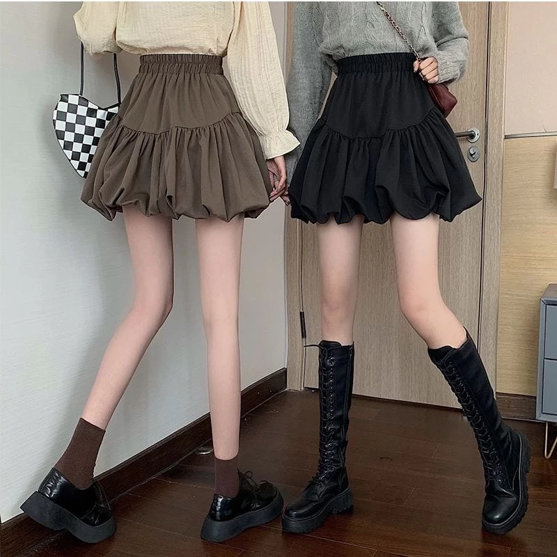 Korean Fashion High-waisted Ruffles Pleated Skirt 3 Korean Fashion High-waisted Ruffles Pleated Skirt