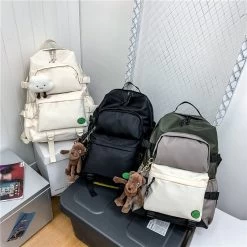 Kawaii Multi-pocket Nylon Backpack 12 Kawaii Multi-pocket Nylon Backpack -Kawaii Fashion Shop Multi pocket Nylon Backpack Bags Couples Classic Korea Stylish Bagpack Students College Schoolbag Large Capacity Man 4