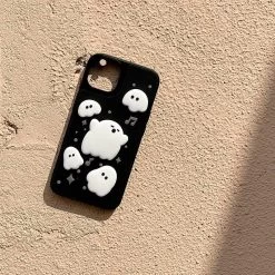 Cute Music Note 3D Ghost IPhone Case -Kawaii Fashion Shop New 3D Clay Cute Ghost Music Elf Cartoon Silicone Soft Case For iPhone 13 12 11 3