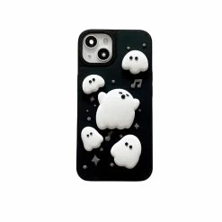 Cute Music Note 3D Ghost IPhone Case -Kawaii Fashion Shop New 3D Clay Cute Ghost Music Elf Cartoon Silicone Soft Case For iPhone 13 12 11 5