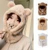 Kawaii Cartoon Bear Mask Hat Set -Kawaii Fashion Shop New Cartoon Bear Fleece Scarf Hood Mask Hat Set Cute Bear Ear Girl Women Winter Beanie