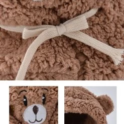 Kawaii Cartoon Bear Mask Hat Set -Kawaii Fashion Shop New Cartoon Bear Fleece Scarf Hood Mask Hat Set Cute Bear Ear Girl Women Winter Beanie 5