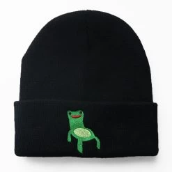 Kawaii Cartoon Froggy Beanies Cap -Kawaii Fashion Shop New Cartoon Froggy Chair Embroidery Beanie Hat Women Girls Cute Frog Wool Knitted Bonnet Hat HipHop 3