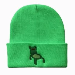 Kawaii Cartoon Froggy Beanies Cap -Kawaii Fashion Shop New Cartoon Froggy Chair Embroidery Beanie Hat Women Girls Cute Frog Wool Knitted Bonnet Hat HipHop 5
