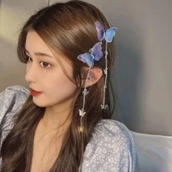 Elegant Fairy Butterfly Tassel Hair Clip -Kawaii Fashion Shop New Elegant Fairy Butterfly Tassel Hair Clip Hairpin Women Girl Retro Duckbill Headpiece Fashion Jewelry Gift 2
