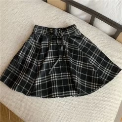 Punk Woolen High Waist Plus Size Plaid Skirt 10 Punk Woolen High Waist Plus Size Plaid Skirt -Kawaii Fashion Shop New Gothic Punk Harajuku Women Skirt 2021 Autumn Casual Red Black Plaid Pleated Woolen Female Fashion 2