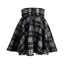 Punk Woolen High Waist Plus Size Plaid Skirt 11 Punk Woolen High Waist Plus Size Plaid Skirt -Kawaii Fashion Shop New Gothic Punk Harajuku Women Skirt 2021 Autumn Casual Red Black Plaid Pleated Woolen Female Fashion 3
