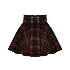 Punk Woolen High Waist Plus Size Plaid Skirt 13 Punk Woolen High Waist Plus Size Plaid Skirt -Kawaii Fashion Shop New Gothic Punk Harajuku Women Skirt 2021 Autumn Casual Red Black Plaid Pleated Woolen Female Fashion 5