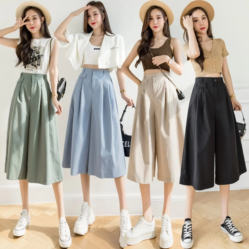 Kawaii Plicated Wide-leg Cropped Pants 7 Kawaii Plicated Wide-leg Cropped Pants - Image 5