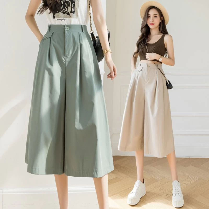 Kawaii Plicated Wide-leg Cropped Pants 3 Kawaii Plicated Wide-leg Cropped Pants