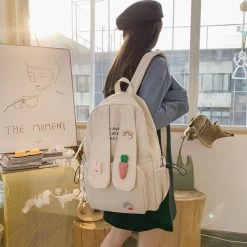 Kawaii Long Rabbit Ear Backpack -Kawaii Fashion Shop New Kawaii Long Rabbit Ear Backpack Bag Girl Female Cartoon Anmie Bunny Ear Bagpack Women Teen 3