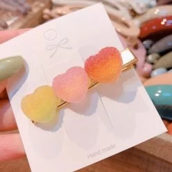 Handmade Gummy Inspired Hair Clip -Kawaii Fashion Shop New Korea Sweet Heart Candy Color Minimalist Hair Clip Hair Grip Lovely Barrettes Hairpin Hair Accessories 3