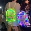 Kawaii LED Lights Backpack 2 Kawaii LED Lights Backpack -Kawaii Fashion Shop New LED Lights Unisex Backpack Transparent Clear Bagpack School Bag Cool Girl Boys Bag Lumious Night