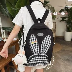 Kawaii Korea Bunny Ear Backpack 10 Kawaii Korea Bunny Ear Backpack -Kawaii Fashion Shop New Long Ear Bunny Female Backpack Bag Kawaii Cartoon Rabbit Girl School Bag Teen College Students 2