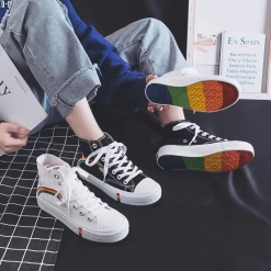 Kawaii Rainbow Print Canvas Shoes