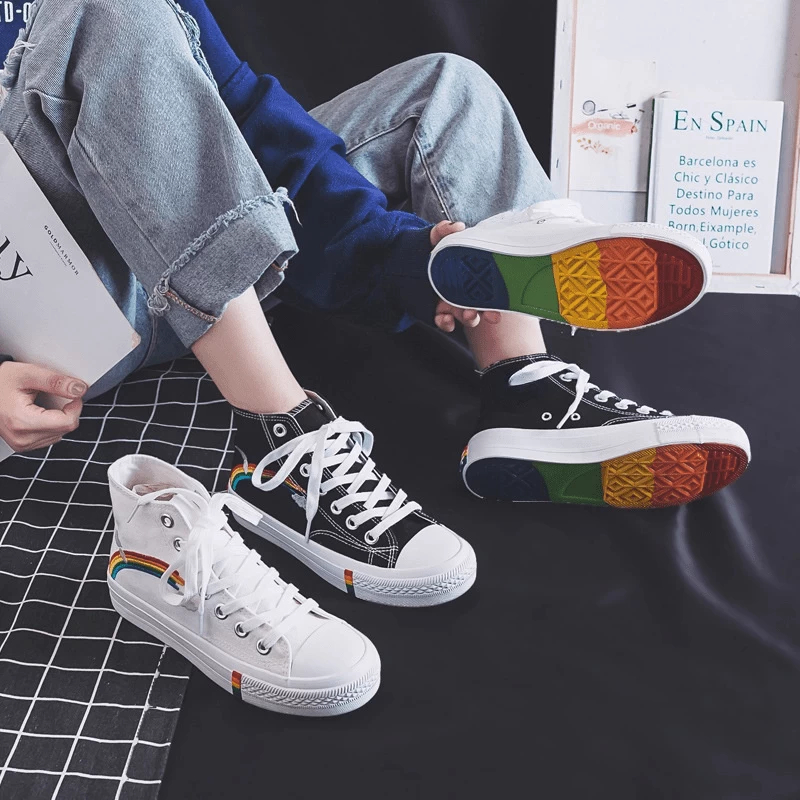 Kawaii Rainbow Print Canvas Shoes 3 Kawaii Rainbow Print Canvas Shoes