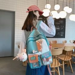 Simple Solid Color Teenage Girl Backpack 10 Simple Solid Color Teenage Girl Backpack -Kawaii Fashion Shop New Simple Fashion Bag Teenage Girl Backpack Solid Color College Student Schoolbag Large Capacity Canvas Washing 2