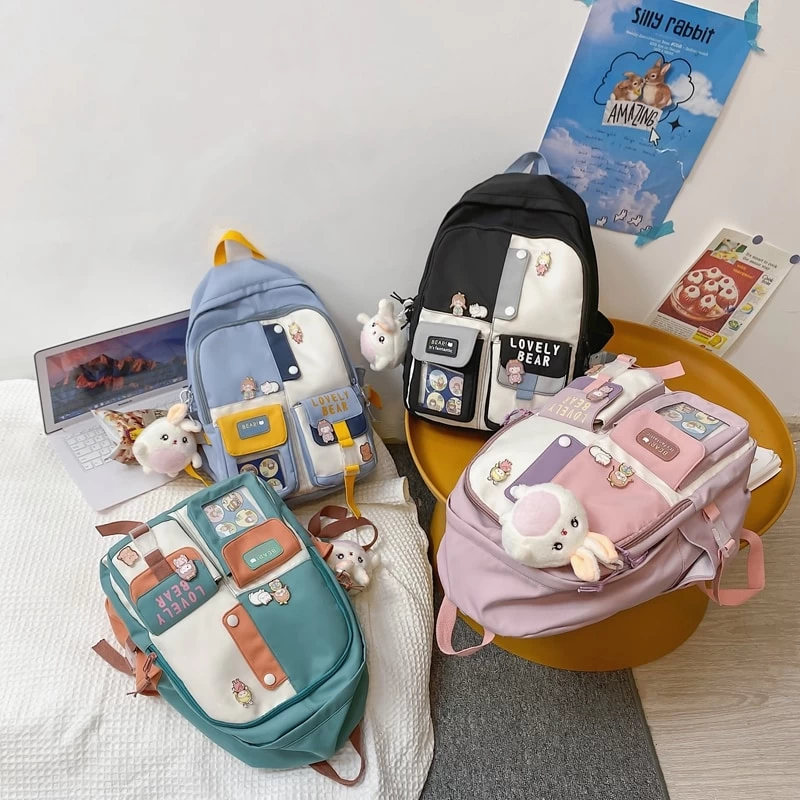 Simple Solid Color Teenage Girl Backpack 7 Simple Solid Color Teenage Girl Backpack - Image 5