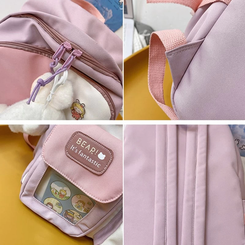 Simple Solid Color Teenage Girl Backpack 8 Simple Solid Color Teenage Girl Backpack - Image 6