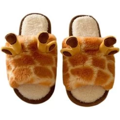Cute Giraffe Inspired Slippers -Kawaii Fashion Shop New Winter Warm Women Cotton Shoe Cartoon Giraffe Female Home Slippers Fuzzy Indoor Flat Girly Slides 2