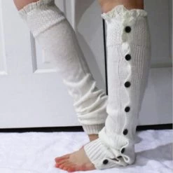 Winter Fashion Knit Socks 10 Winter Fashion Knit Socks -Kawaii Fashion Shop New Women Heap Heap Socks Fashion Winter Lace Button Leg Warmer Knitted Stocking Covers Legwarmers Soft 2