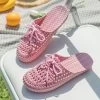 Kawaii Weaved Pastels Slip-on Slipper 1 Kawaii Weaved Pastels Slip-on Slipper -Kawaii Fashion Shop New Women s Openwork Slippers Non slip Deodorant Breathable Flat Sandals Home Indoor Lazy Student Slippers