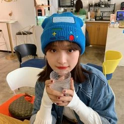 Kawaii Smiling Face Candy Color Knitted Hat -Kawaii Fashion Shop Nine color winter hats for women Korean edition Kawaii smiling face knitted hat candy color fashion 2