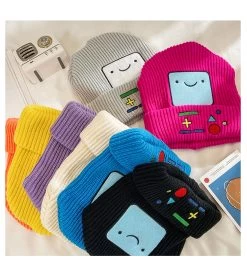 Kawaii Smiling Face Candy Color Knitted Hat -Kawaii Fashion Shop Nine color winter hats for women Korean edition Kawaii smiling face knitted hat candy color fashion 4