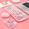 Kawaii Pink Wireless Keyboard -Kawaii Fashion Shop Notebook Office 3 in 1 Mini 2 4G Wireless Keyboard Mouse and Number Pad Round Punk