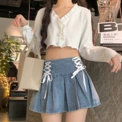 Girl Style Blue Denim Short Skirt -Kawaii Fashion Shop O1CN010DmJ1H2M2iNVGq3uD 0 item pic