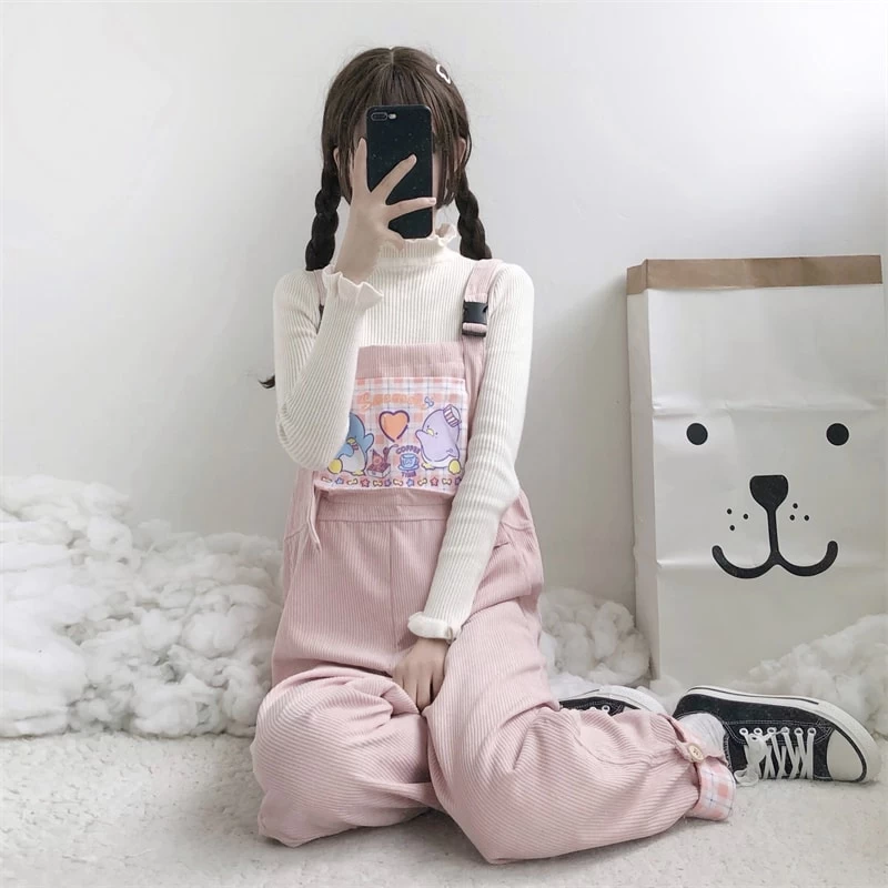 Kawaii Japanese Soft Girl Corduroy Overalls 3 Kawaii Japanese Soft Girl Corduroy Overalls