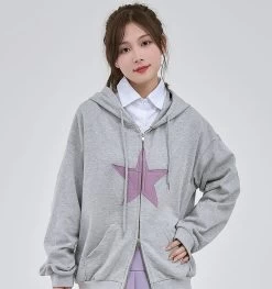 Fashion Star Design Grey Hoodie -Kawaii Fashion Shop O1CN011hv51623pk2hjqne0 3191337305