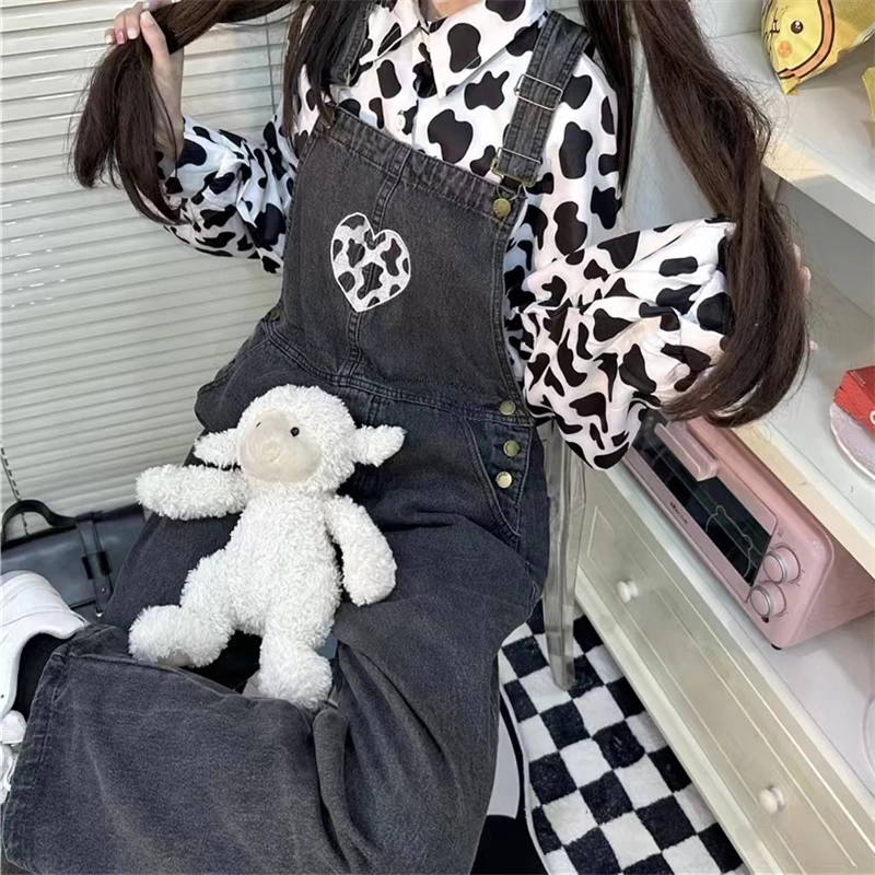 Kawaii Girls Black Love Denim Overalls 4 Kawaii Girls Black Love Denim Overalls - Image 2